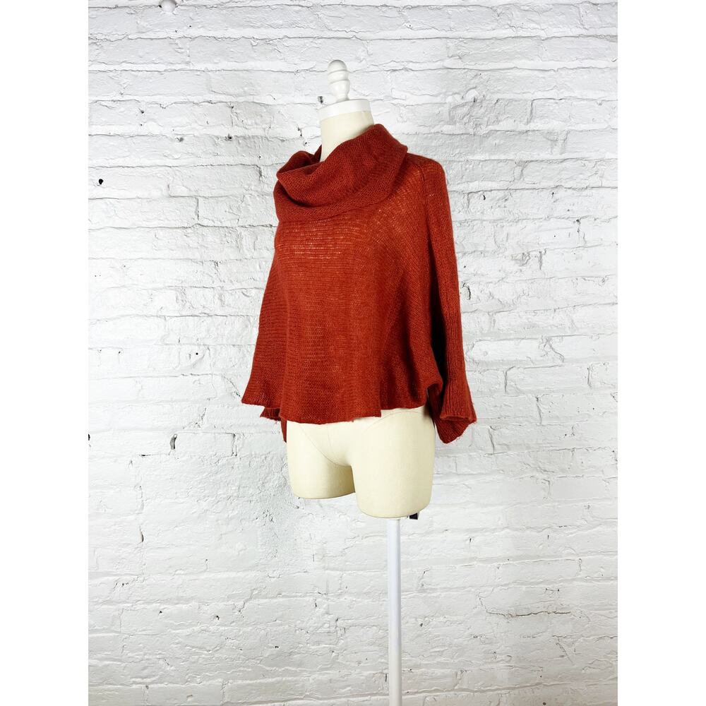 Wooden Ships brick red knit cowl neck poncho shrug Size Small